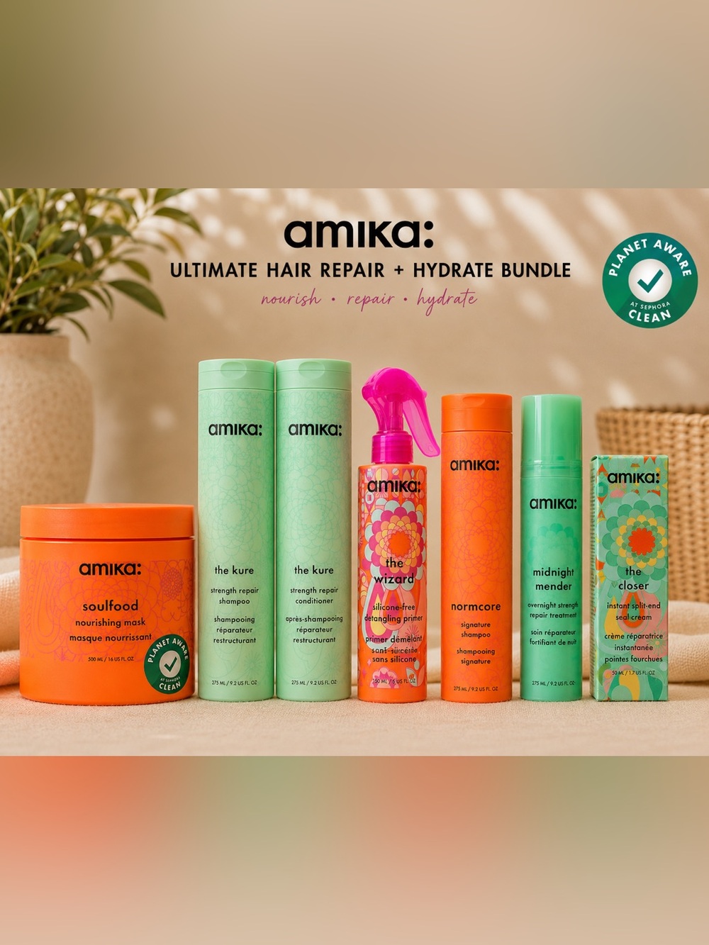 AMIKA Sephora Luxury Haircare Bundle | Repair + Hydration | 7 Pieces